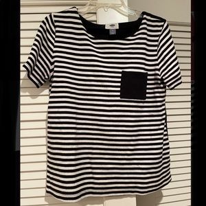Old Navy Stretch Black and White Striped Blouse